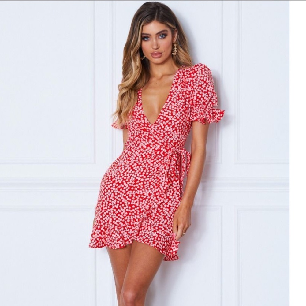 White Fox She Swings Mini Dress Red Print